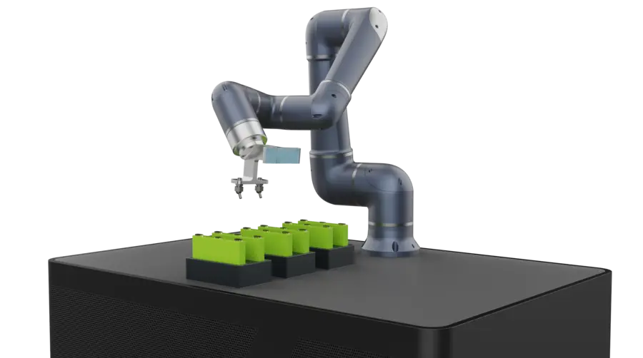 Robot colaborativo ESTUN CODROID manipulando celdas de batería